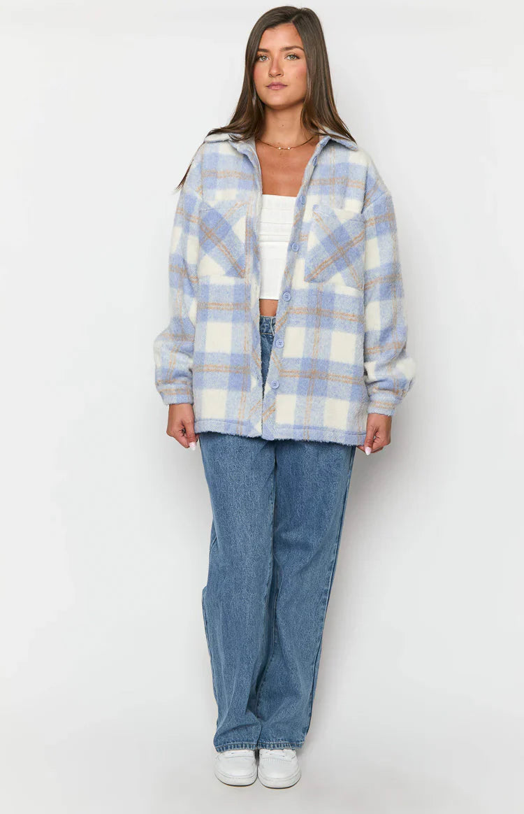 Neve Check Jacket | Blue