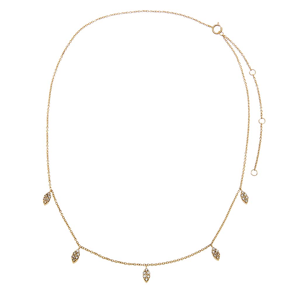  Diamond Pave Dangling Marquise Shaker Necklace 14K - Adina's Jewels