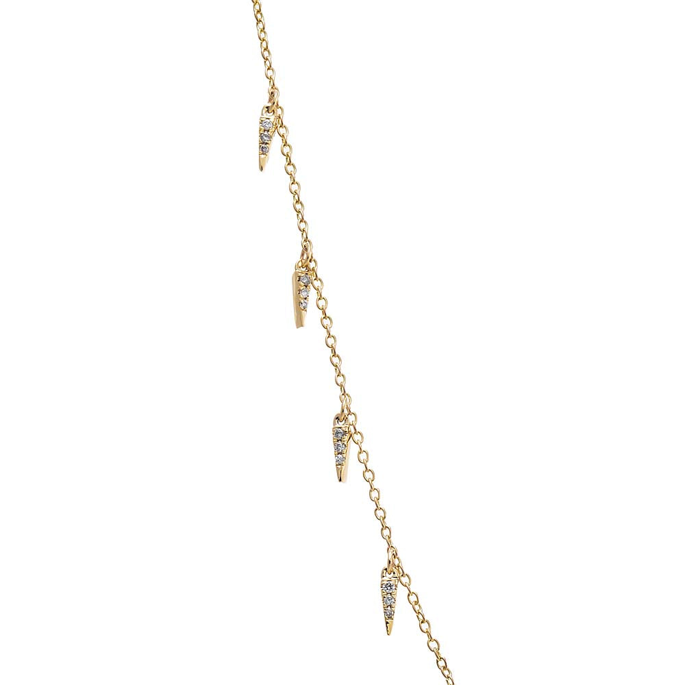 Diamond Pave Spike Dangling Charm Necklace 14K - Adina's Jewels
