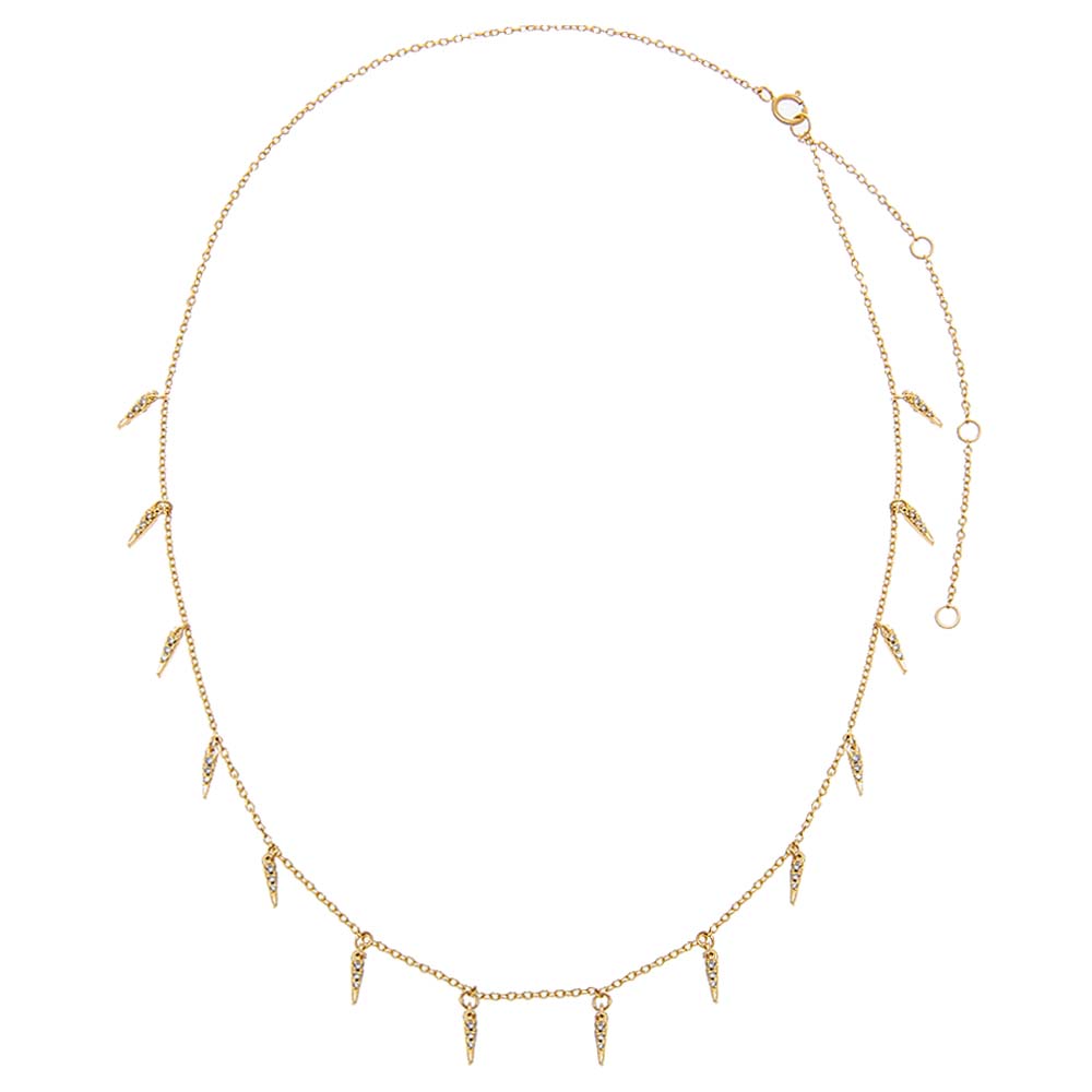  Diamond Pave Spike Dangling Charm Necklace 14K - Adina's Jewels