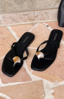 Eastside Thong Sandals | Black and Gold