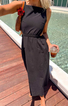 Kensie Backless Midi Dress | Black