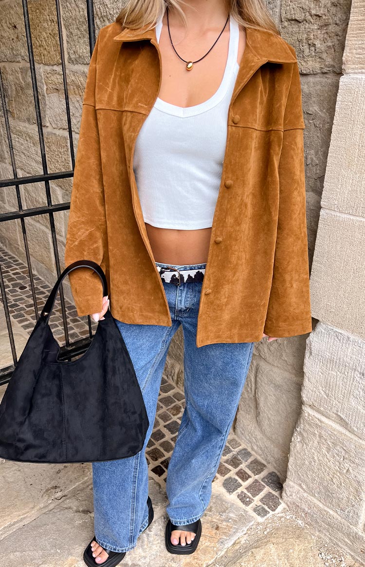 Suki Suede Oversized Jacket | Tan
