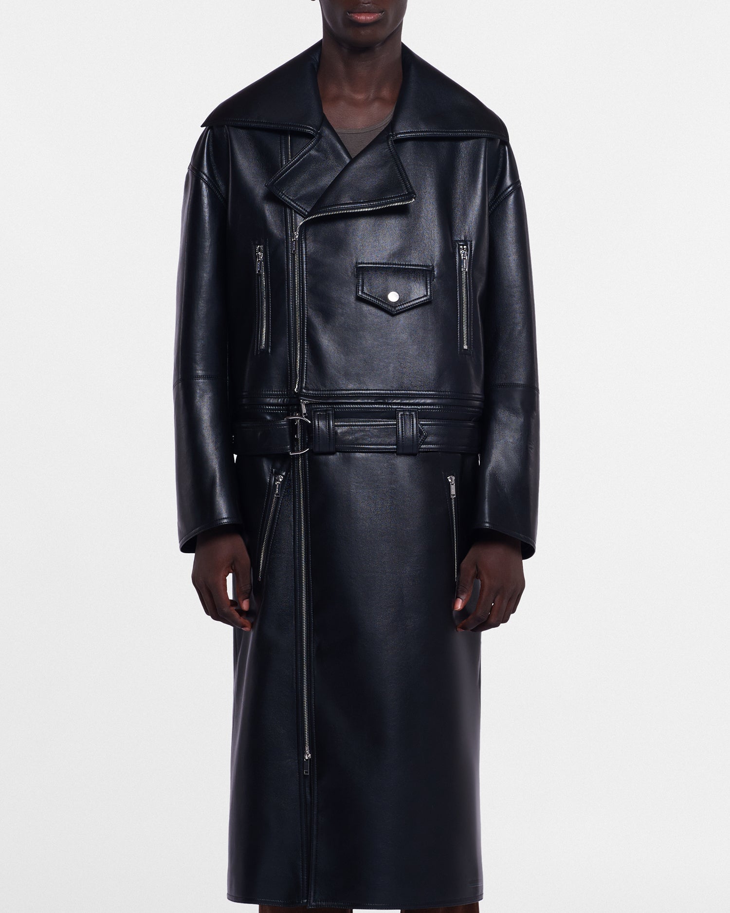 Mens | Ross Regenerated Leather Biker Coat | Black