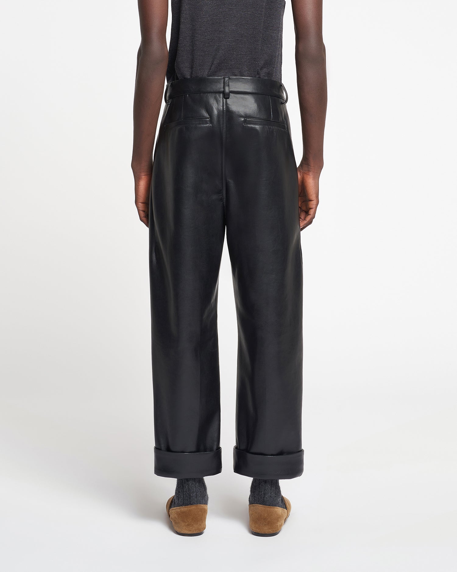 Mens | Zayden Regenerated Leather Tapered Pants | Black