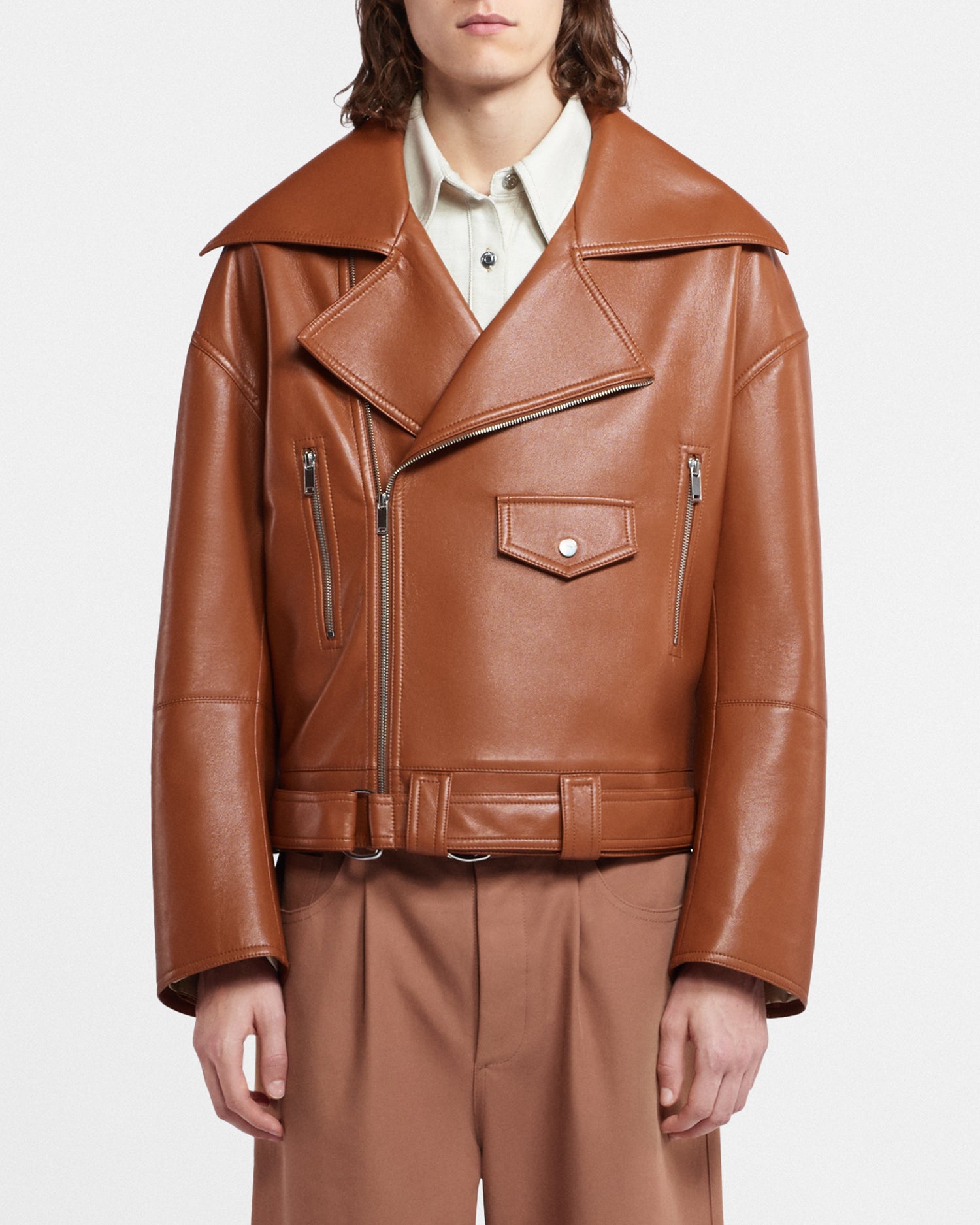 Mens | Berti Regenerated Leather Jacket | Tan