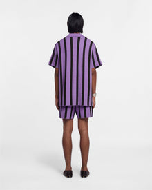 Mens | Walter Striped Terry-Knit Shorts | Stripe Dark Khaki Lilac