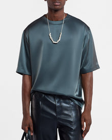 Isaac Slip Satin T-Shirt | Carbon