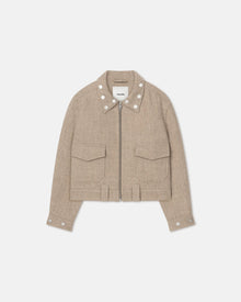 Mens | Rafal Studded Slub-Wool Jacket | Taupe Melange