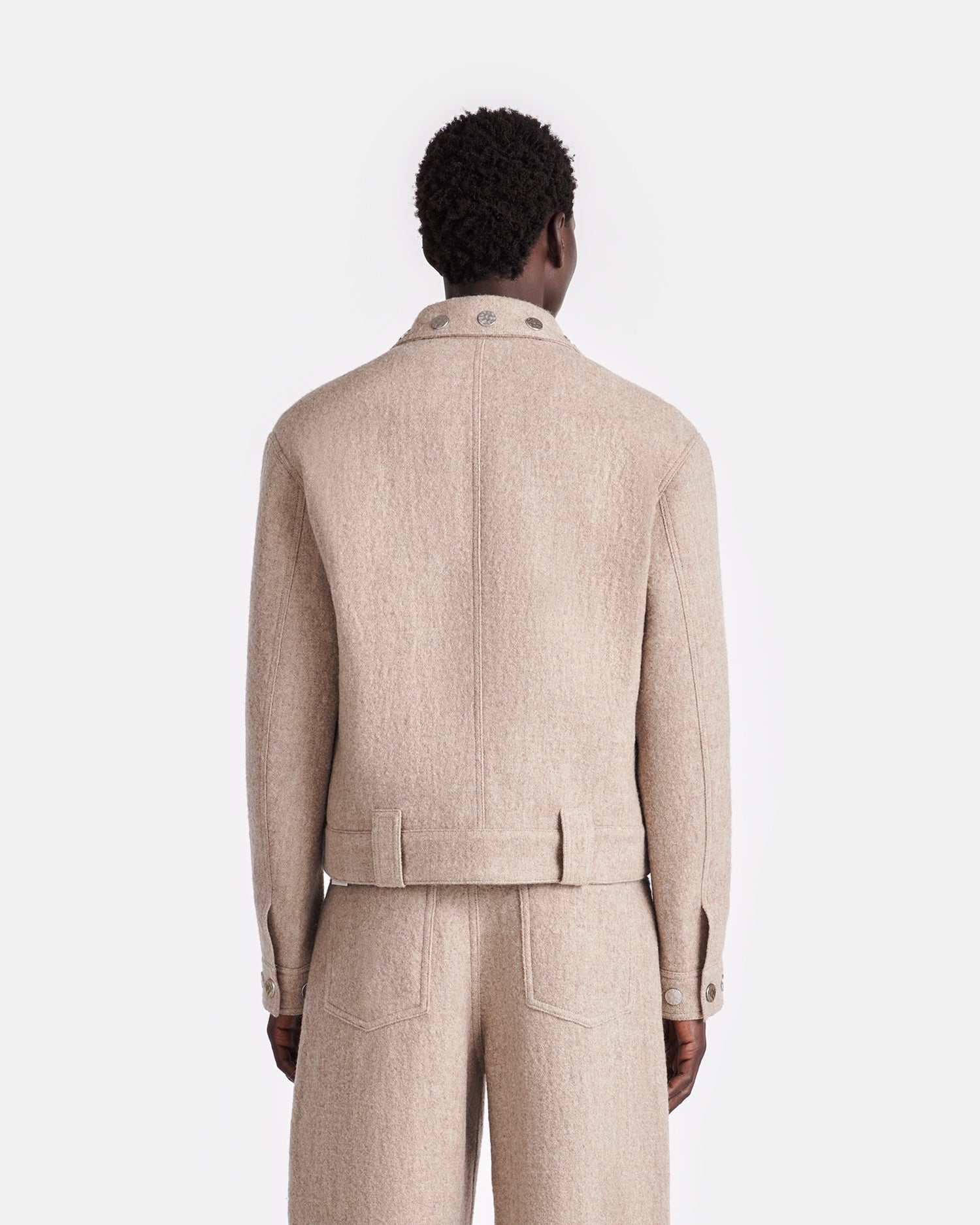 Mens | Rafal Studded Slub-Wool Jacket | Taupe Melange