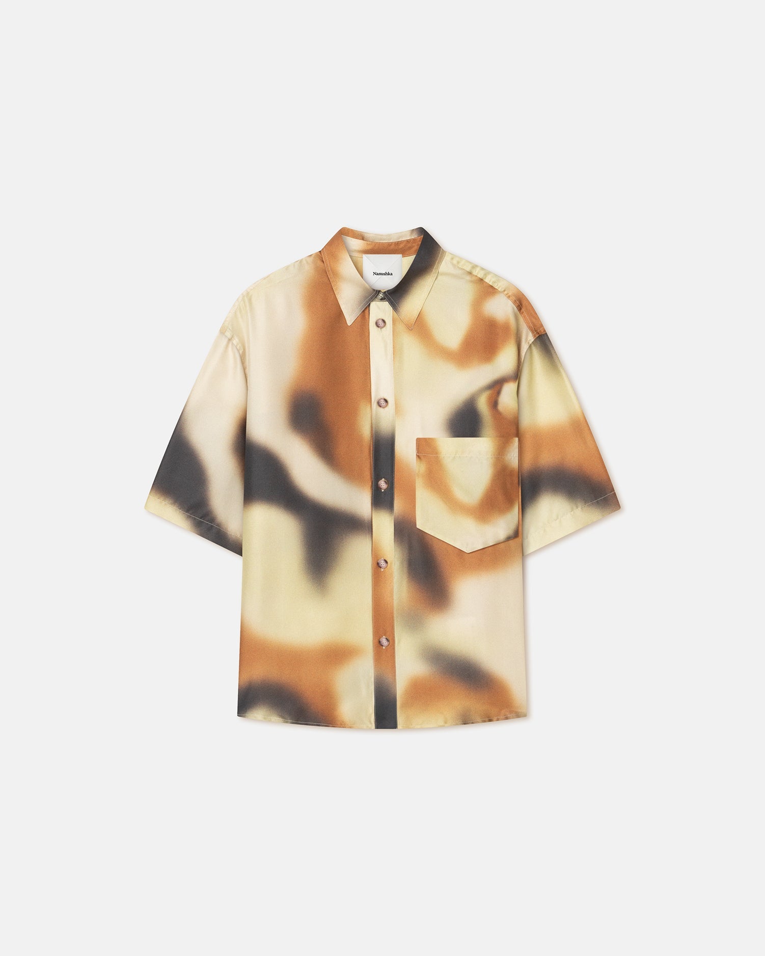 Mens | Aubrey Printed Silk-Twill Shirt | Smudged Graffiti