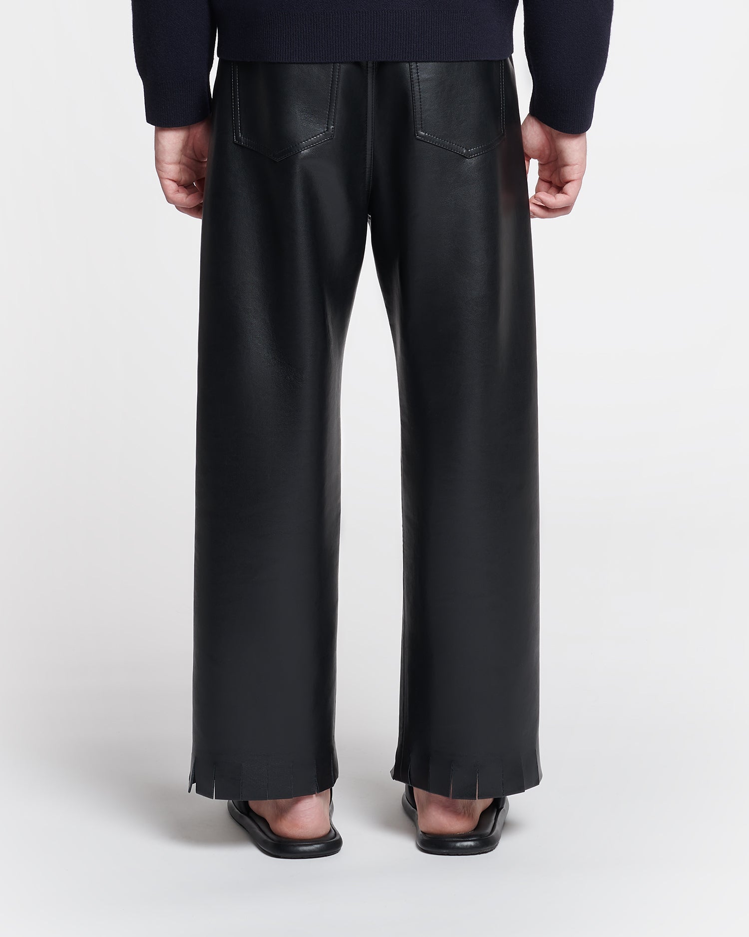 Quido Fringed Regenerated Leather Pants | Black