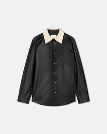 Mens | Onni Denim-Trimmed Okobor Alt-Leather Shirt | Black