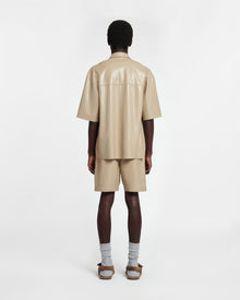 Mens | Doxxi Okobor Alt-Leather Shorts | Ashy Taupe