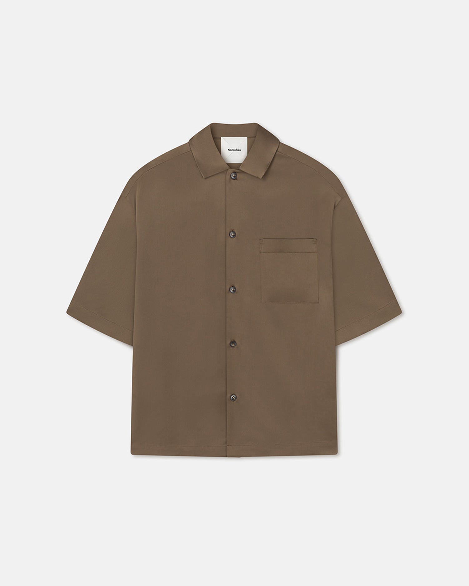 Mens | Caspian Slip Satin Shirt | Dark Khaki