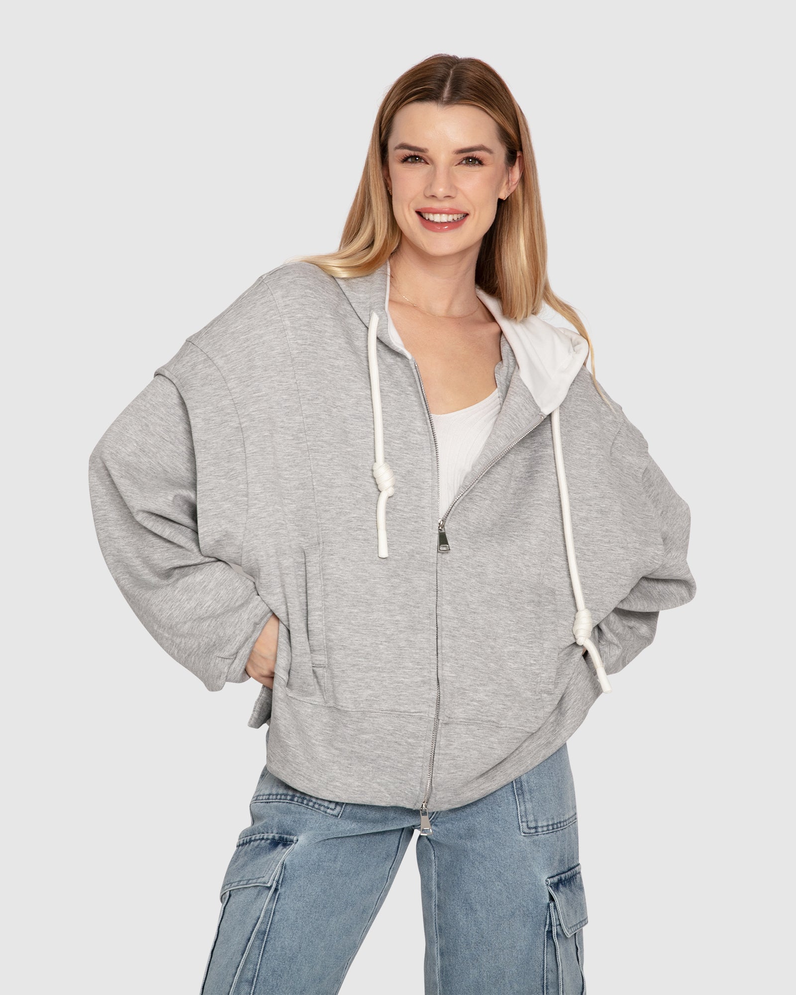 Women | No Ordinary Love Zip Hoodie | Grey Marle