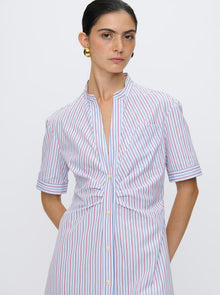 Noor Shirtdress | White/Red Stripe