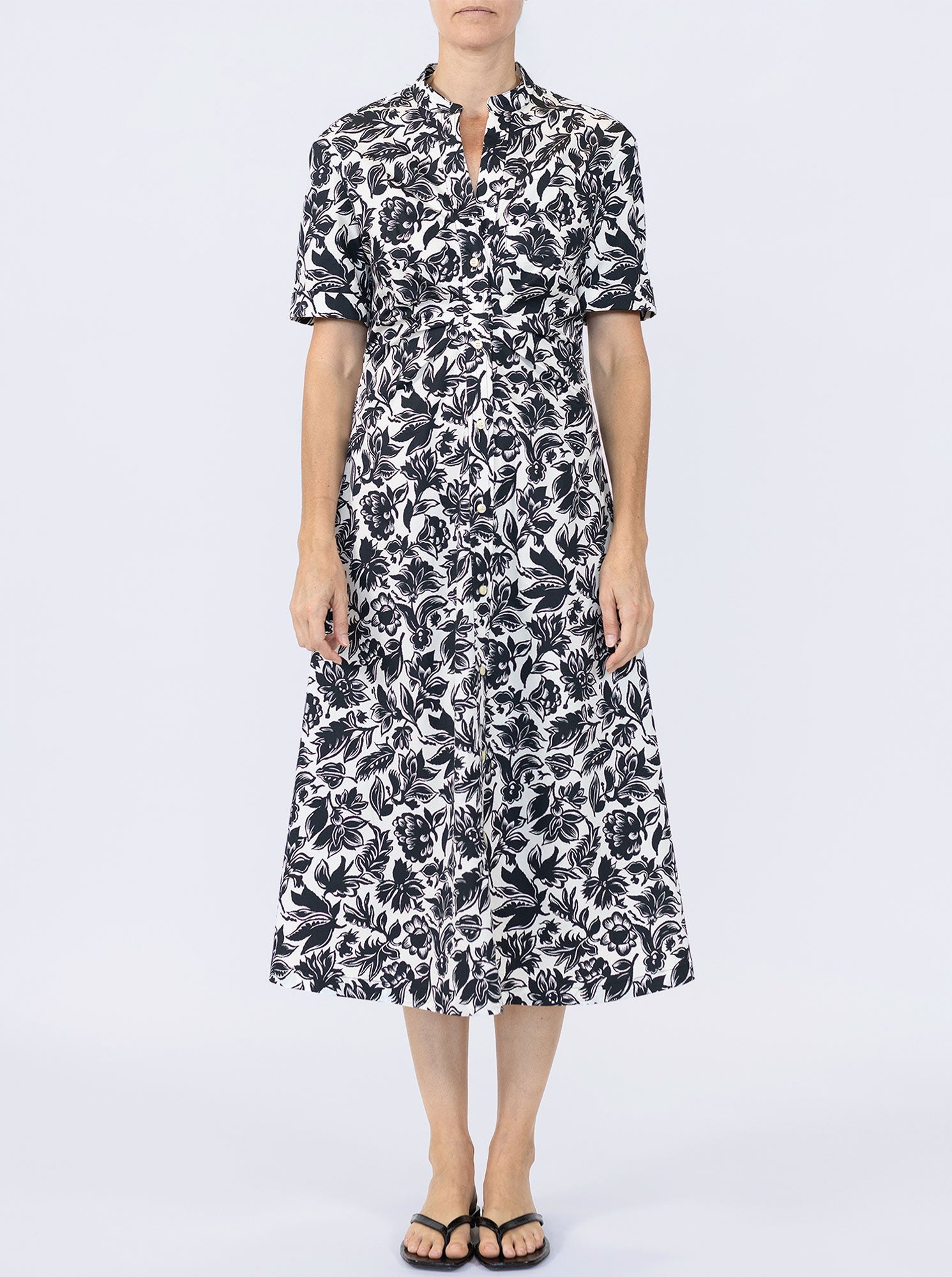 Noor Short Sleeve Shirtdress | Black/White