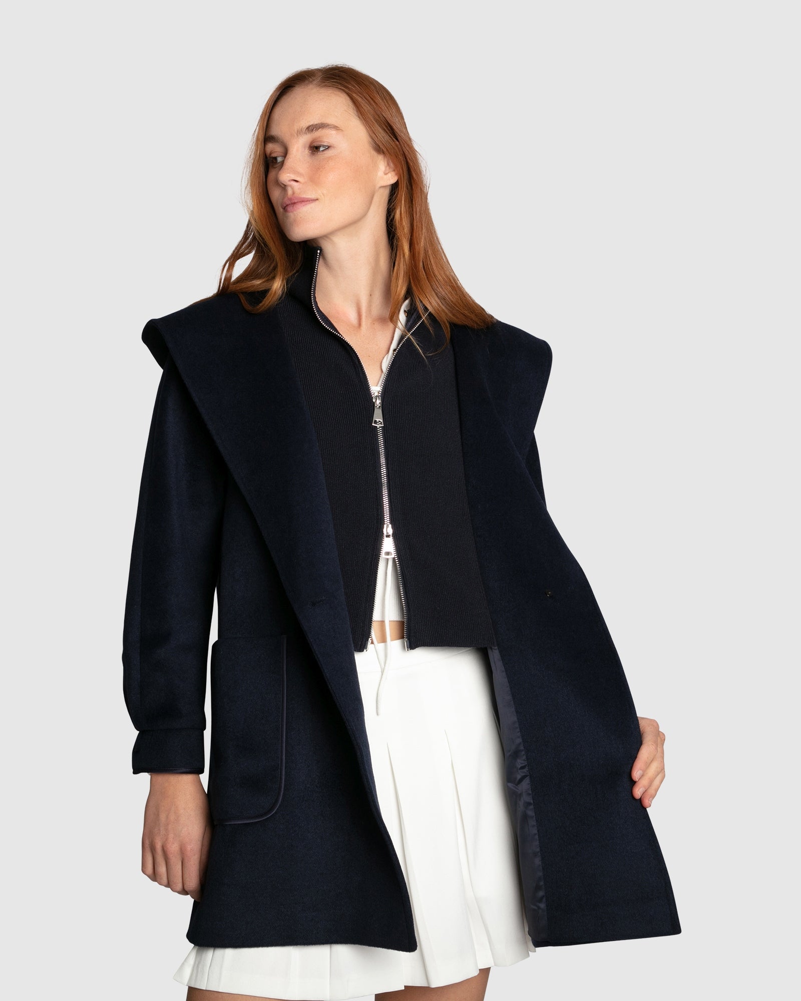 Women | Next To You Hooded Wool Blend Coat | Navy