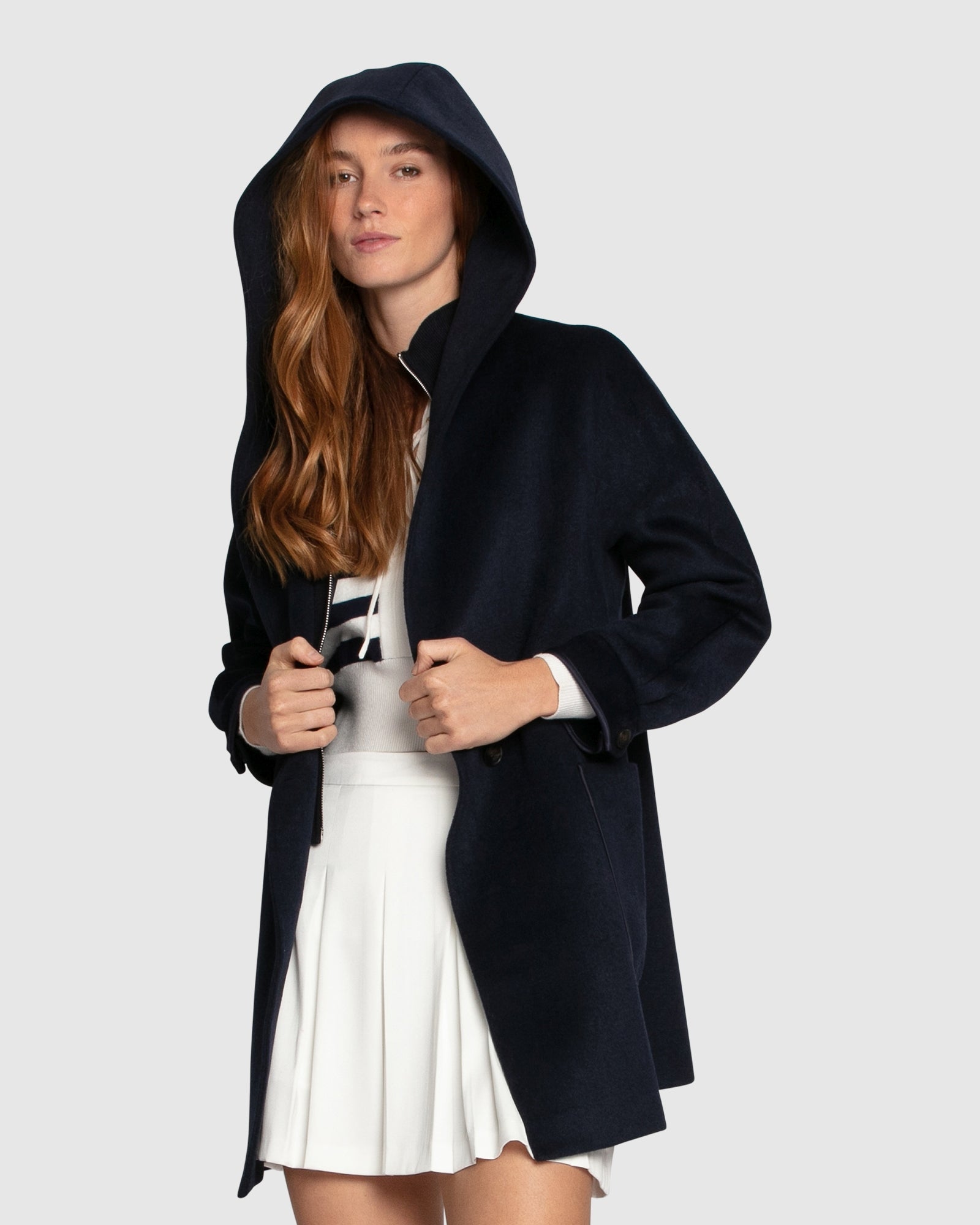 Women | Next To You Hooded Wool Blend Coat | Navy