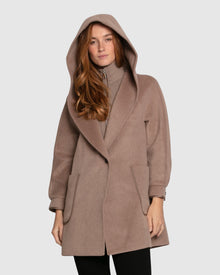 Women | Next To You Hooded Wool Blend Coat | Brown