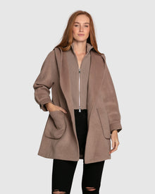Women | Next To You Hooded Wool Blend Coat | Brown