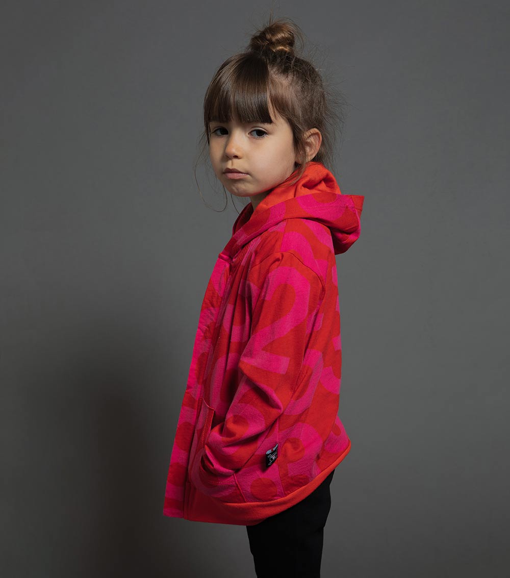Kid | Numbered Zip Hoodie | Red