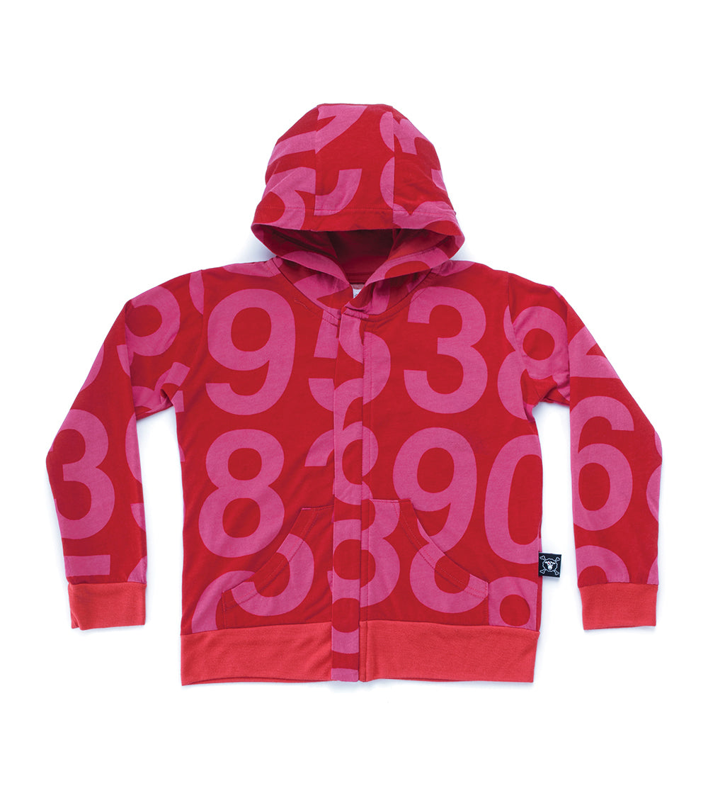 Kid | Numbered Zip Hoodie | Red