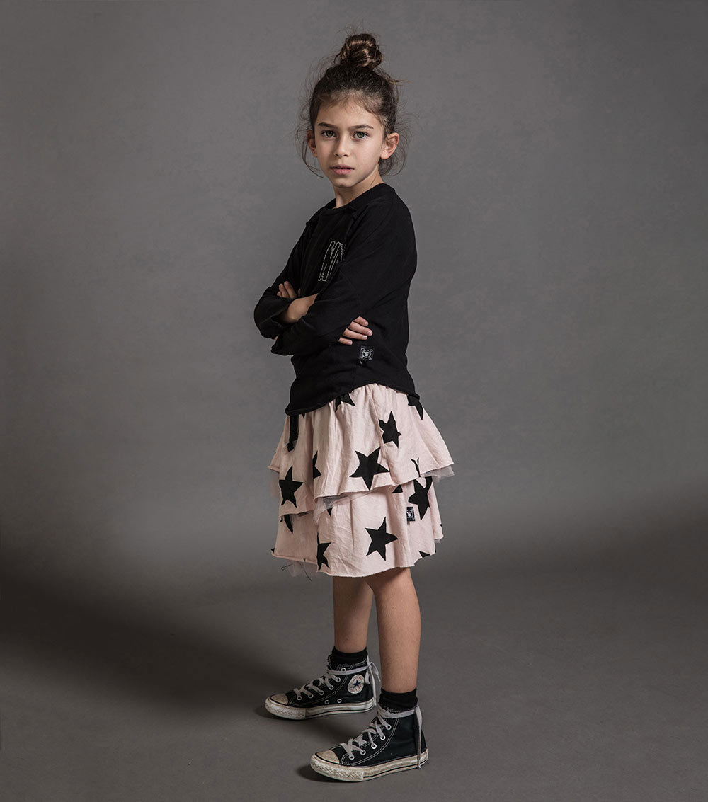 Kid | Embroidered No! Hemmed Shirt | Black