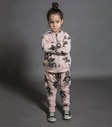 Kid | Tribal Dancers Zip Hoodie | Powder Pink