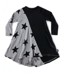 Kid | Half & Half Star 360 Dress | Black x Heather Grey