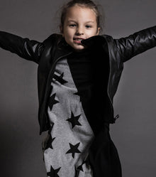 Kid | Half & Half Star 360 Dress | Black x Heather Grey