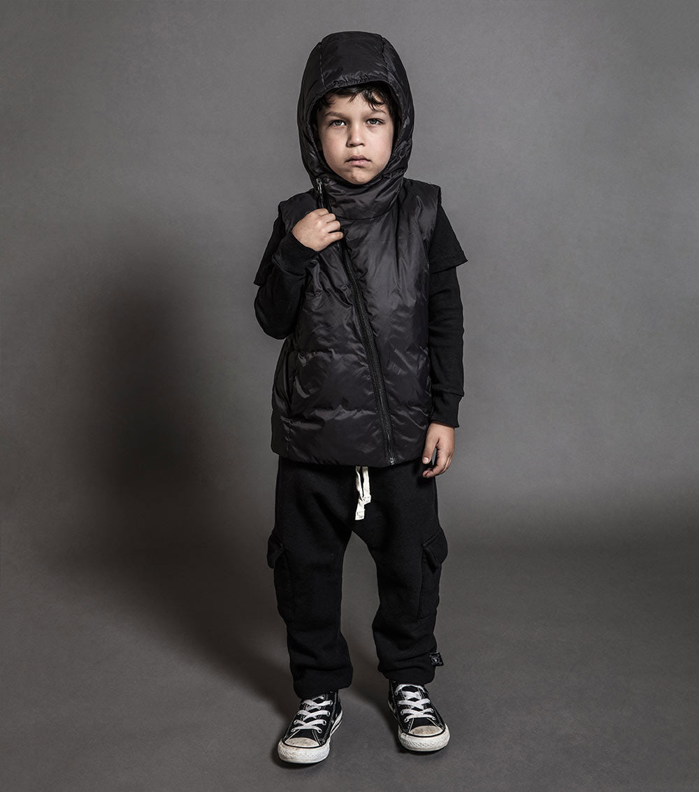 Kid | Hooded Down Vest | Black
