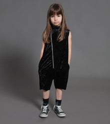 Kid | Velvet Zip Overall | Black