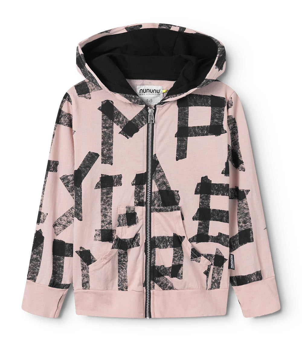Kid | Masking Tape Light Zip Hoodie | Powder Pink