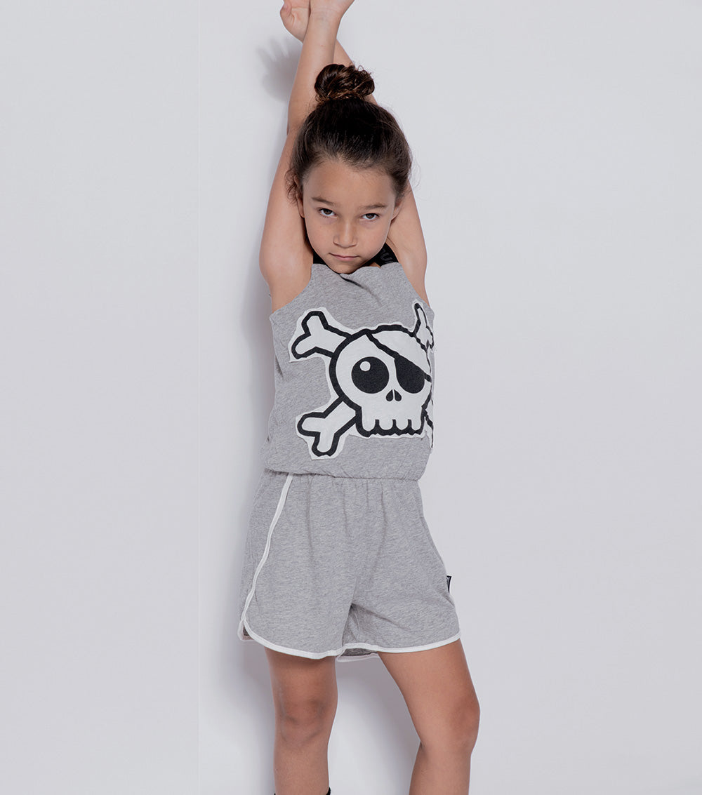 Kid | Skull Patch Tank Overall | Black