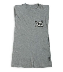 Kid | Skull Patch Sleeveless Dress | Heather Grey