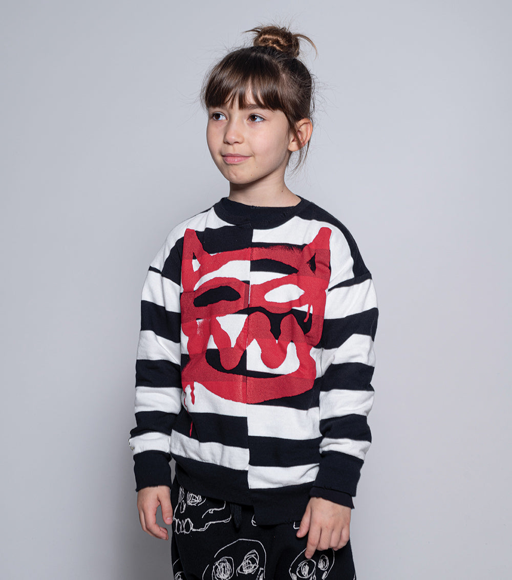 Kid | Mischief Cat Sweatshirt | Stripes