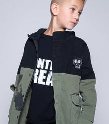 Kid | Deconstructed Army Coat | Black x Olive