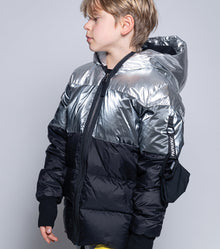 Kid | Trio Mischief Cat Down Jacket | Black x Silver