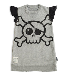 Kid | Ruffled Sleeve Sweatdress | Heather Grey