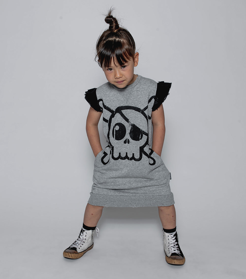 Kid | Ruffled Sleeve Sweatdress | Black