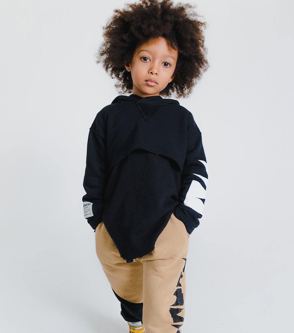Kid | Cropped Hi-Lo Hoodie | Black