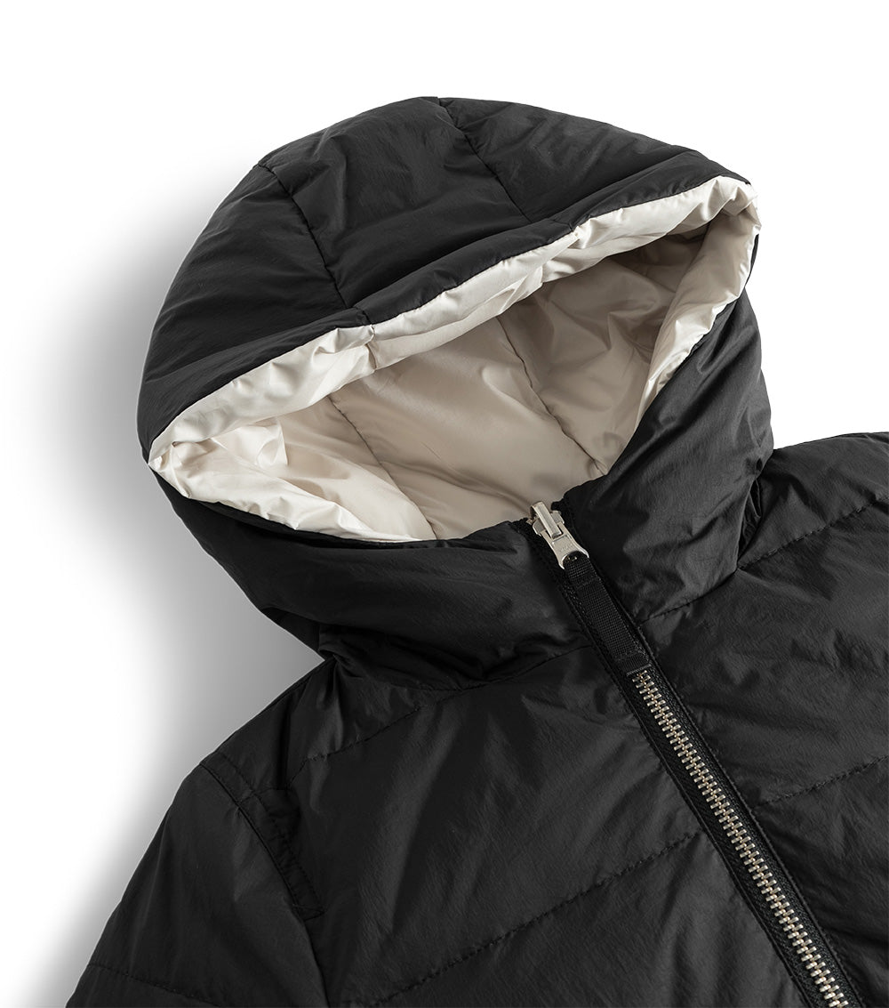 Unisex | Reversible Side Eye Down Coat | Black x Smokey Natural