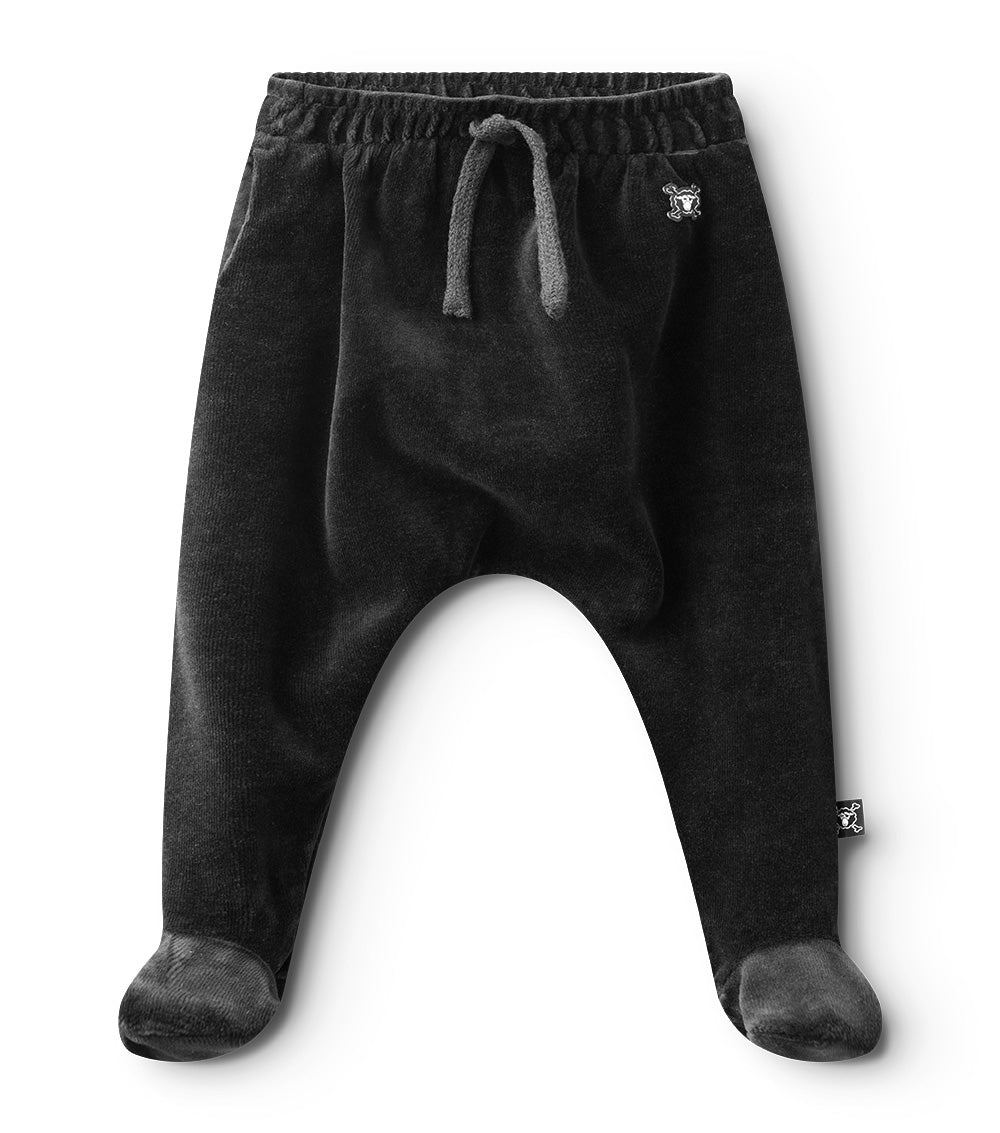 Newborn | Velvet Footed Baggy Pants | Black