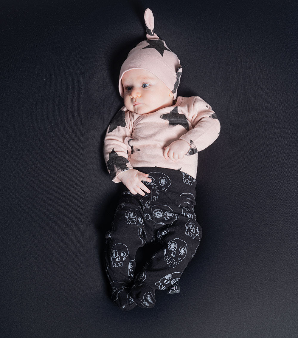Newborn | Skulls Footed Leggings | White