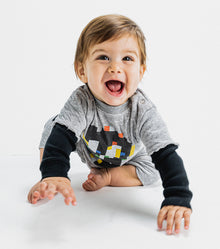 Newborn | Soft Pixel Skull Overall | Heather Grey