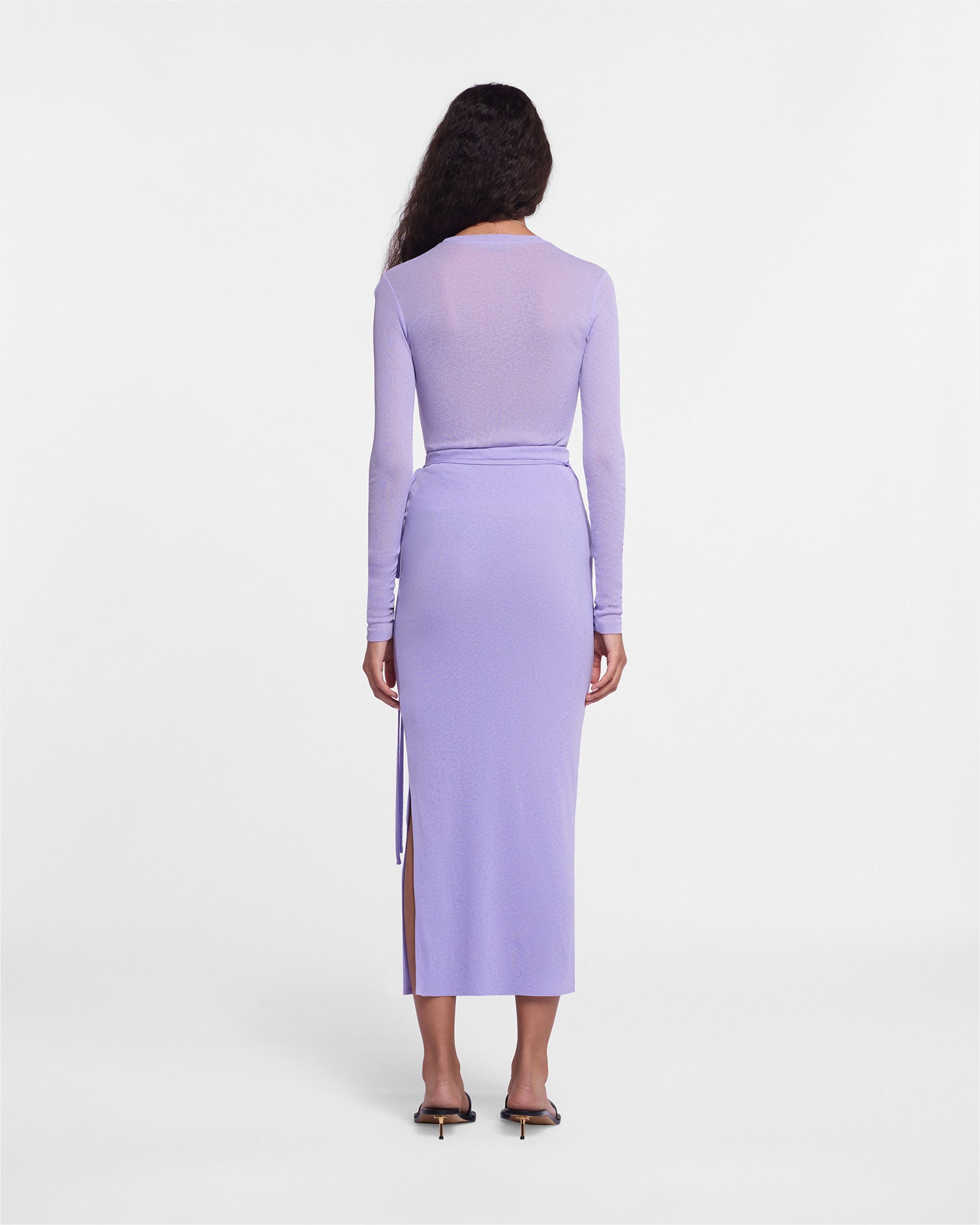 Womens | Inaya Mesh-Jersey Wrap Midi Skirt | Lavender