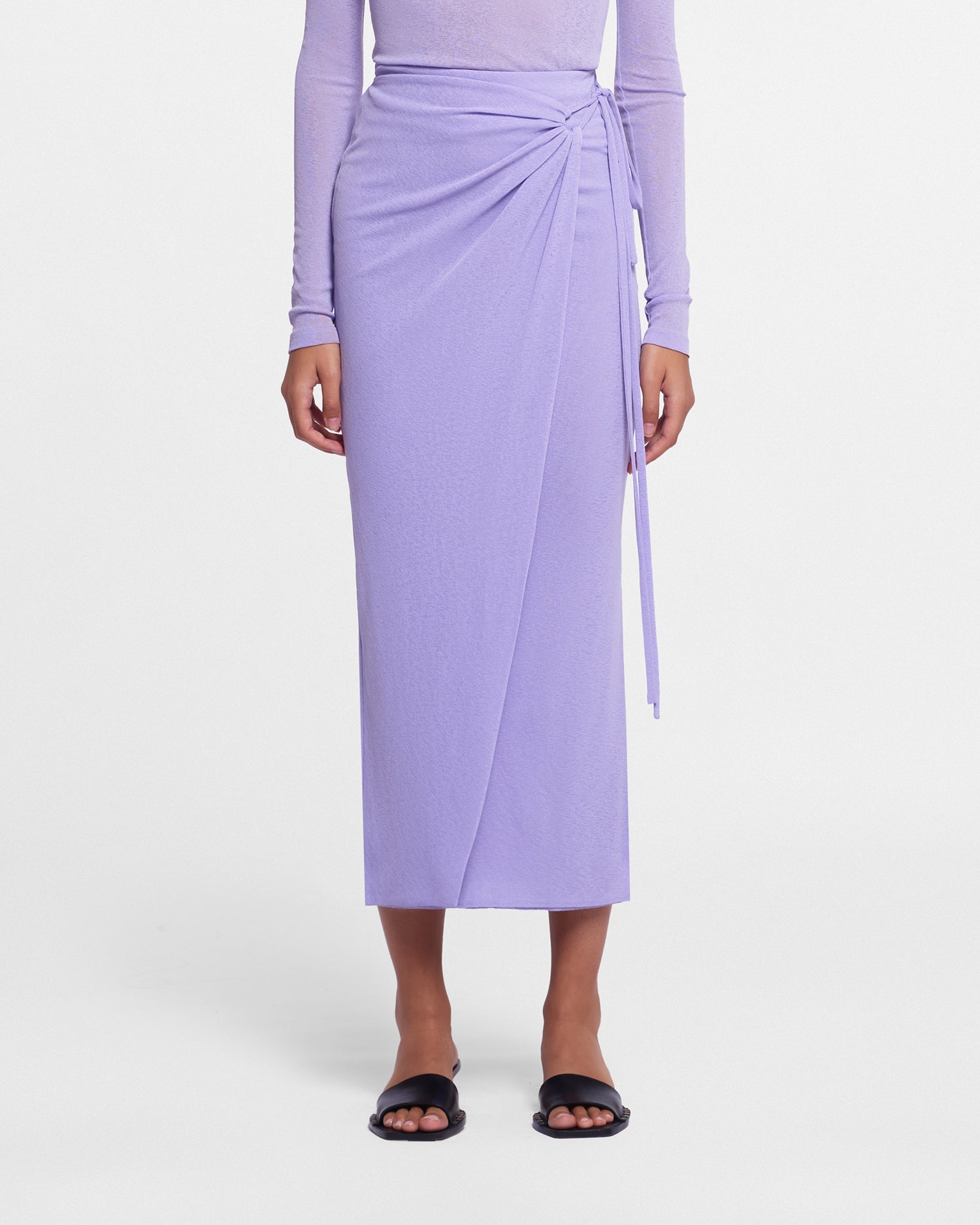 Womens | Inaya Mesh-Jersey Wrap Midi Skirt | Lavender