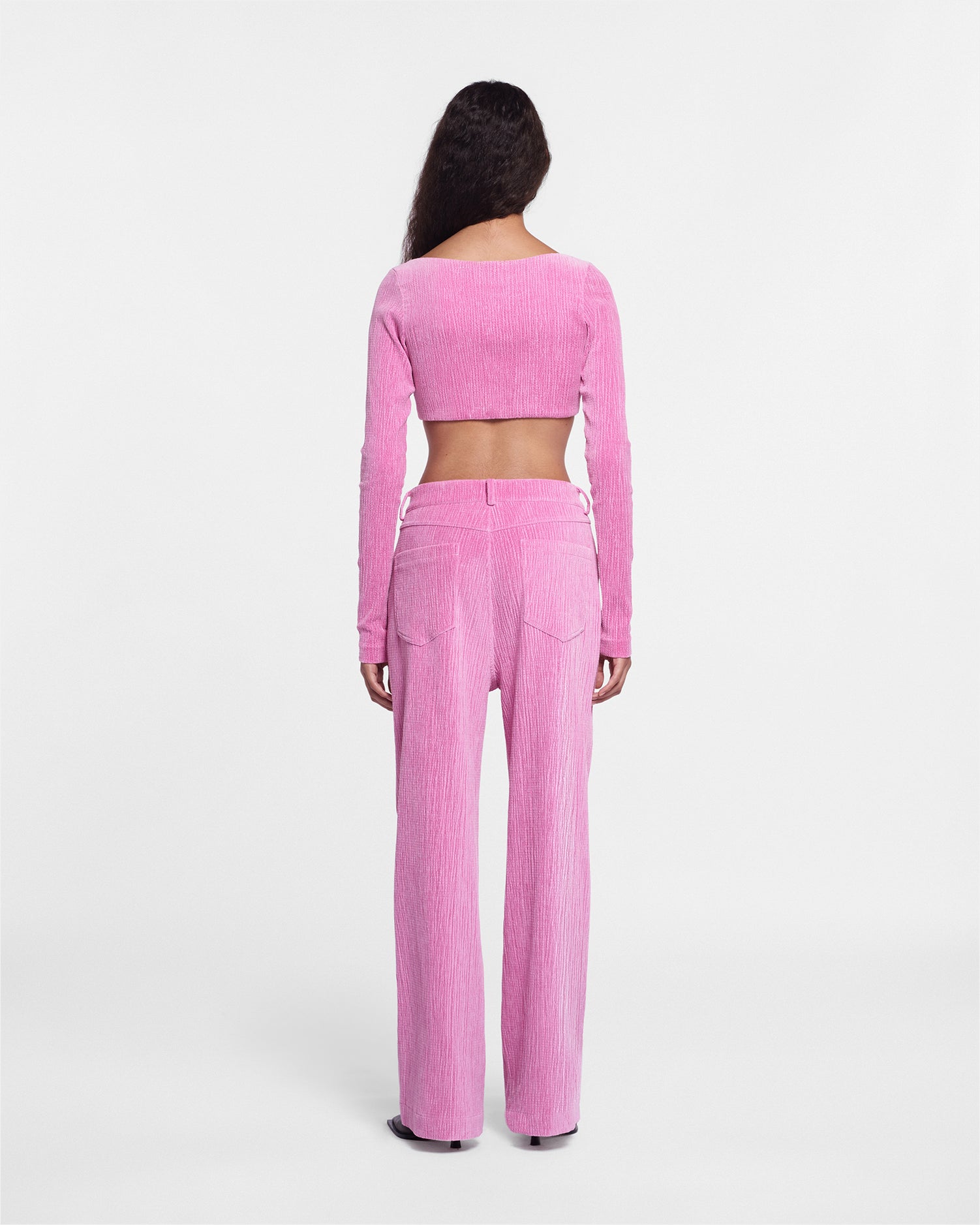 Womens | Imca Cropped Velvet Seersucker Top | Orchid